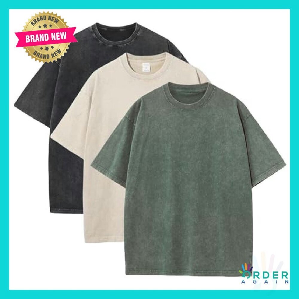 Oversized Vintage Graphic Tees Heavyweight Cotton Loose Fit Casual T-Shirts - Picture 2 of 8
